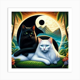 Cats Yin Yang Art Print