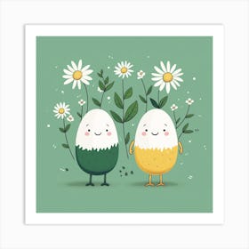 December0266 Two Eggs And Some Flowers Are Shown In The Illustr F09a5be3 8c2c 4641 B64f 73b8b3c78bbe Art Print