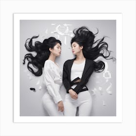 Two Women Posing Art Print