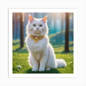 Cat With A Golden Collar Art Print