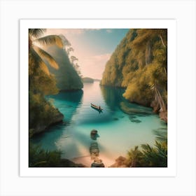 Sunset In A Tropical Island Art Print