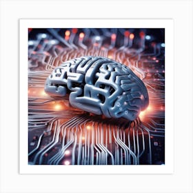 Brain On Circuit Board 4 Art Print