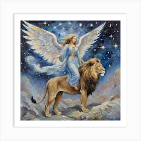 Angel On Lion Art Print