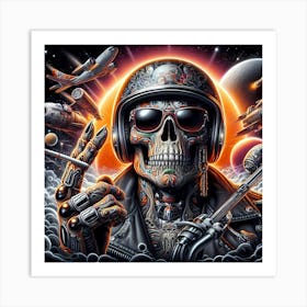 Skull In Space Art Print