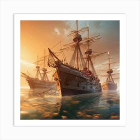 Ships In The Sea 2 Art Print