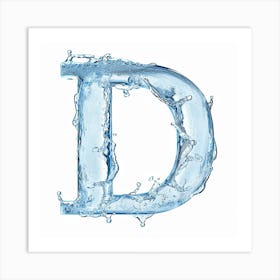 Water Splashed Letter D Art Print