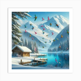 Birds In The Snow 5 Art Print