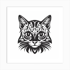 Tribal Cat Head 2 Art Print