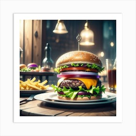 Burger On A Plate 82 Art Print