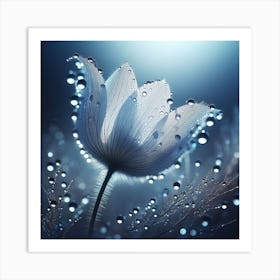 White Flower With Water Droplets Art Print