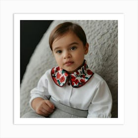 Little Girl Wearing A Floral Collar Art Print