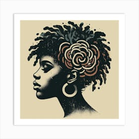 Afro Girl With Flower Art Print