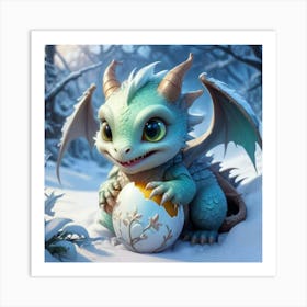 Snowy Dragon Art Print