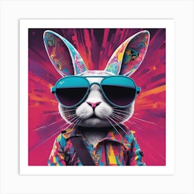 Bunny, New Poster For Ray Ban Speed, In The Style Of Psychedelic Figuration, Eiko Ojala, Ian Davenpo (1) 1 Art Print