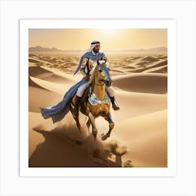 Man Riding A Horse In The Desert Art Print