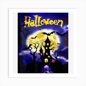 Spooky Halloween Night Bats Art Print