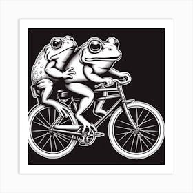 Frogs On A Bike Art Print