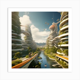 Futuristic City 256 Art Print