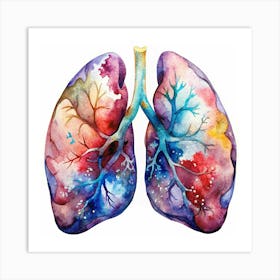 Watercolor Painting Of Human Lungs Art Print