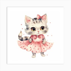 Cute Kitten In Pink Dress 1 Art Print