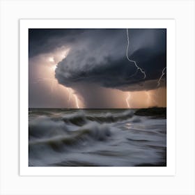 Lightning Over The Ocean 2 Art Print