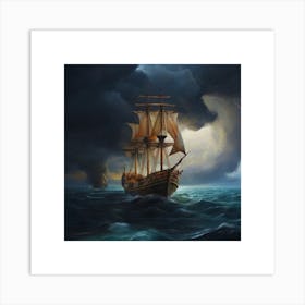 Ship In Stormy Sea.2 Art Print