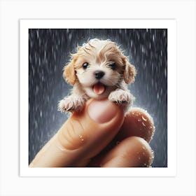 Puppy In Rain Art Print