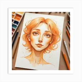 Orange Haired Girl 2 Art Print