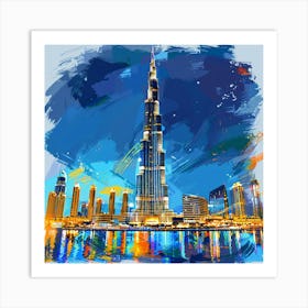 Burj Khalifa Oil Painting 1 Art Print