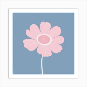 A White And Pink Flower In Minimalist Style Square Composition 540 Art Print