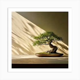 Firefly Bonsai, Tree, Minimalist, Setting, Soft, Shadows, Neutral, Background, Serene, Calm, Nature, (8) Art Print