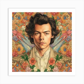 Harry Styles Kitsch Portait 1 Square Art Print