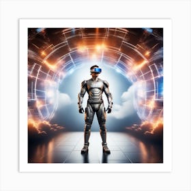 Futuristic Man Wearing Vr Glasses 1 Art Print