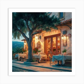 Restaurant At Dusk Art Print