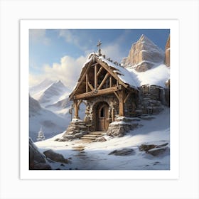 Cabin In The Snow 2 Art Print