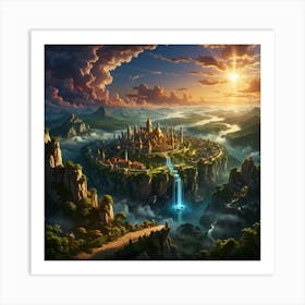 Fantasy Castle In The Sky 4 Art Print