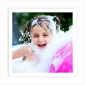 Little Girl Having Fun In The Bath Art Print