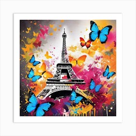 Paris With Butterflies 106 Art Print