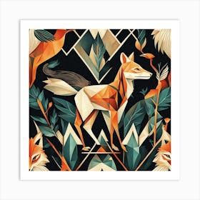 Geometric Foxes Art Print