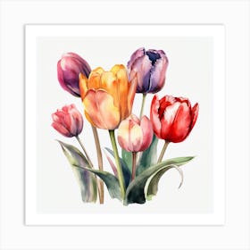 Watercolor Tulips 4 Art Print