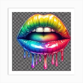 Rainbow Lips On Transparent Background Art Print