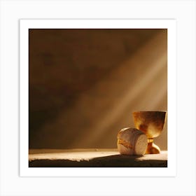 Golden Chalice And Bread Art Print