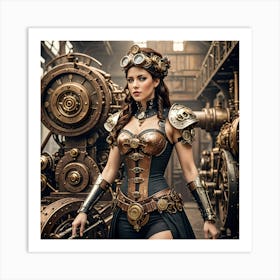 Steampunk Woman In Steampunk Costume 1 Art Print