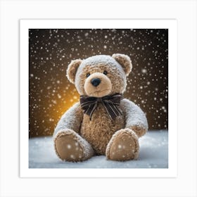 Teddy Bear In Snow 1 Art Print