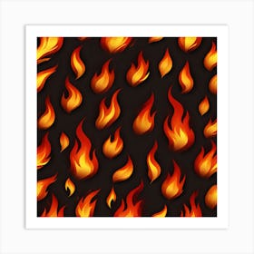 Flames On Black Background 2 Art Print