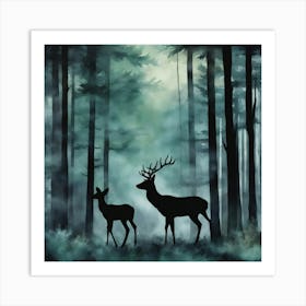 Deer In The Forest 1 Art Print