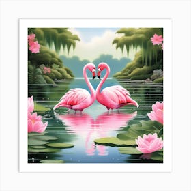 Pink Flamingos Art Print