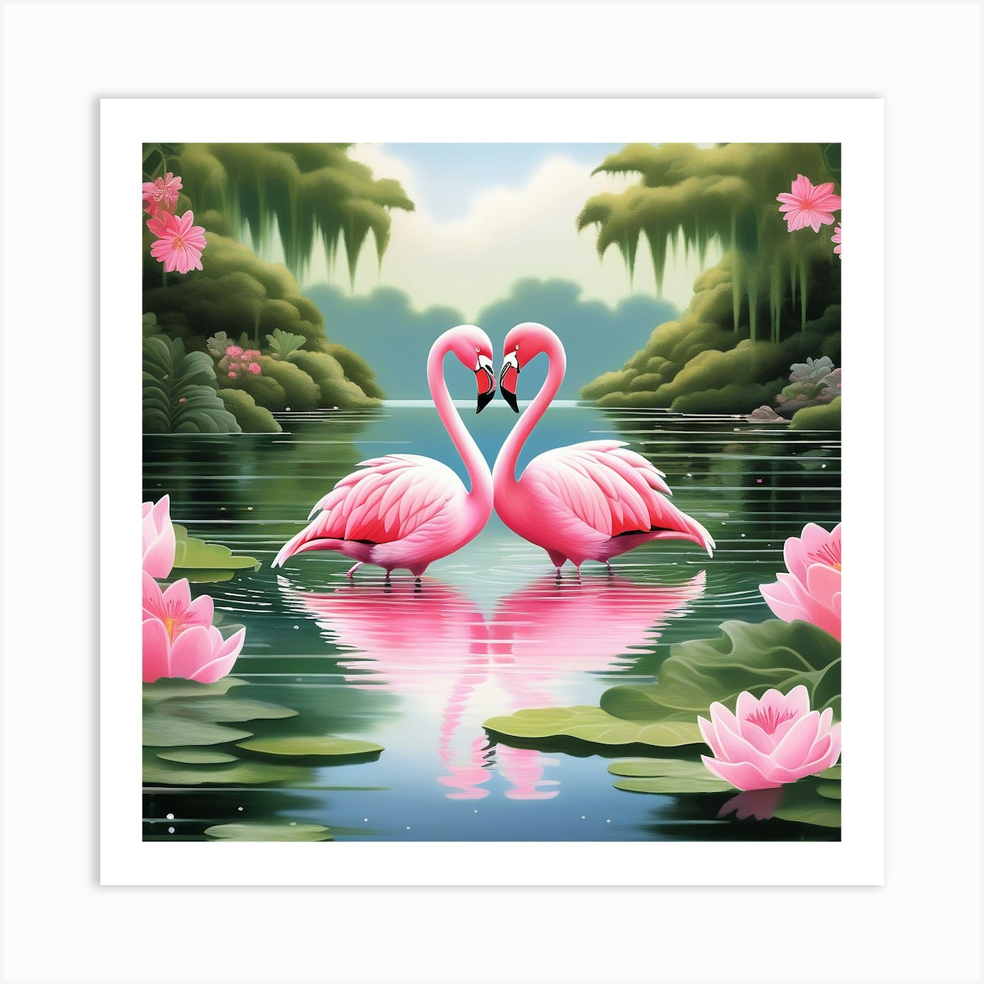 Pink Flamingos - Art Print