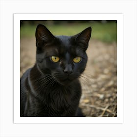 Black Cat With Yellow Eyes Art Print