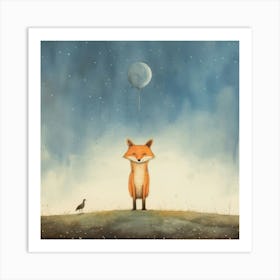 Fox In The Moonlight Art Print